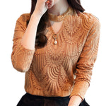 2017 Autumn Women Lace Blouse Long Sleeve